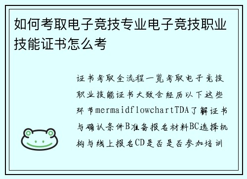 如何考取电子竞技专业电子竞技职业技能证书怎么考
